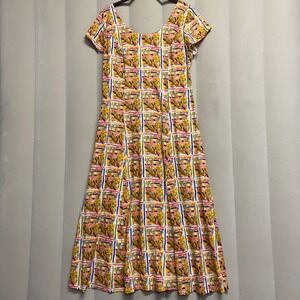 Vintage Avi Kahala Collection Women's Dress Small Hawaiian Boat Print Midi Maxi